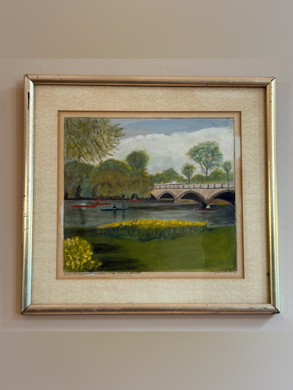 1975 Lyle W Smith Kensington Garden London Artist Sign Framed Landscape Painting